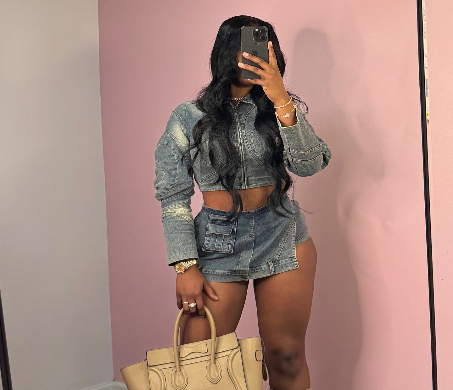 The Pop Washed Denim 2pc Set