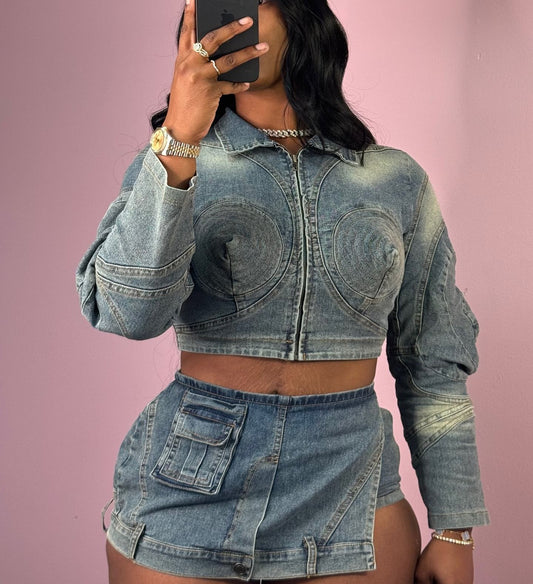 The Pop Washed Denim 2pc Set