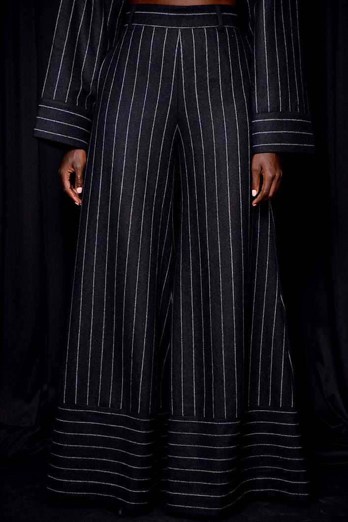 Striped Strapless Wide-Leg Pants Two-Piece Set