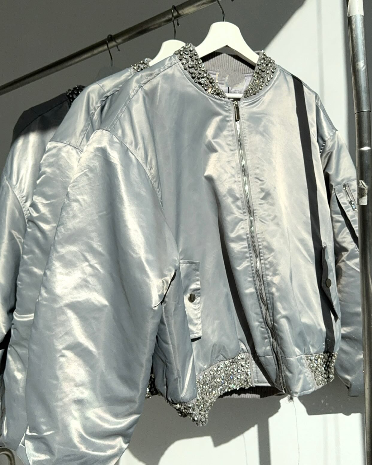 Sparkly Rhinestone Bomber Jacket