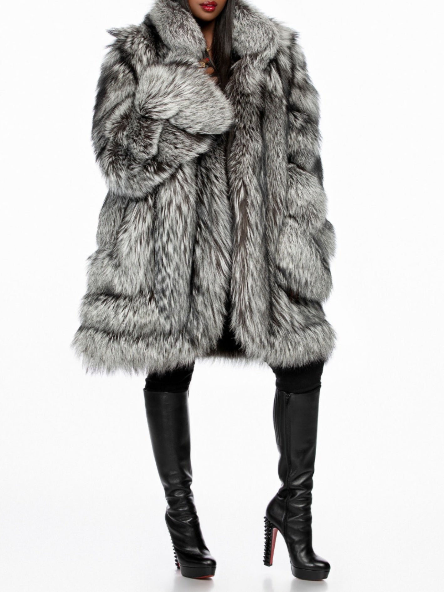 Silver Fox Fashion Warm Fox Fur Jacket