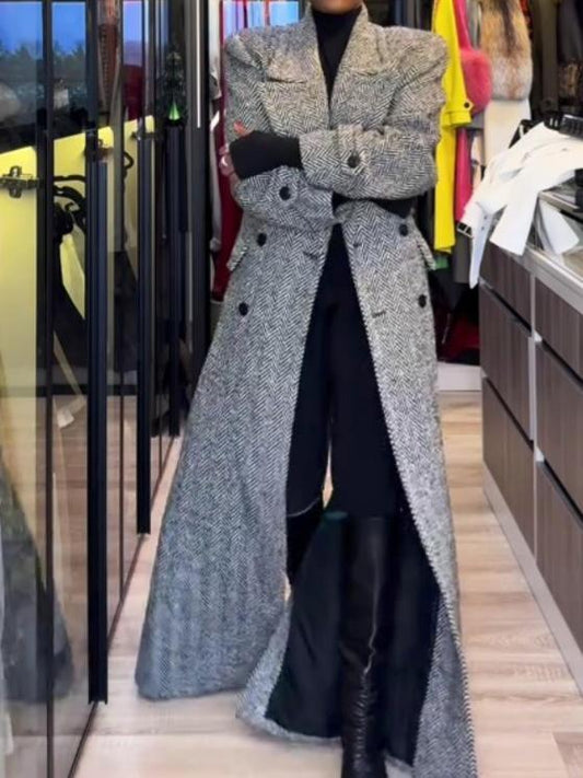 Women's Double-breasted Wool Blend Belted Coat