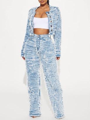 Stretch Shredded Denim Jacket