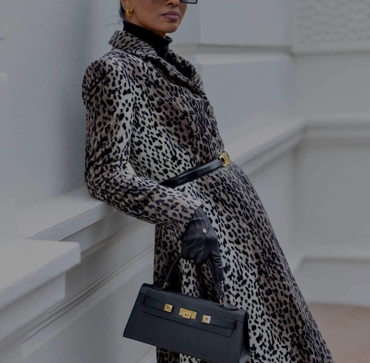 Leopard-Print Gradient-Print Lapel Coat