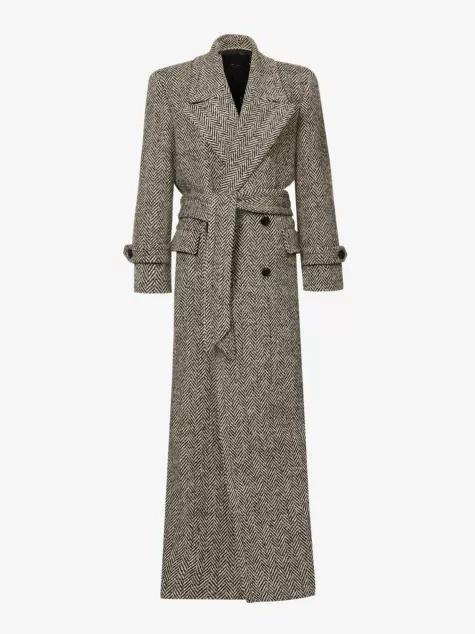 Women's Double-breasted Wool Blend Belted Coat